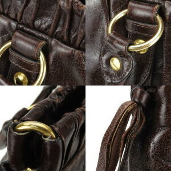Miu Miu handbag brown leather matelassé gathered - Picture 7 of 11